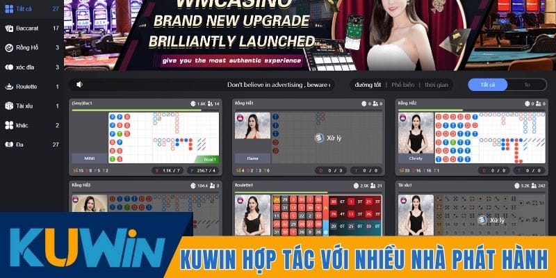 Kuwin hợp tác với nhiều nhà phát hành casino uy tín