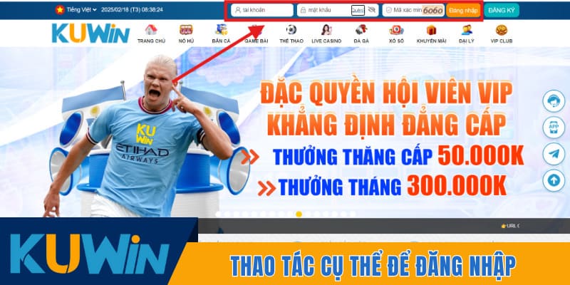 Thao tác cụ thể để đăng nhập nhà cái